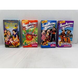 Disney Sing-Along Songs VHS Lot 4 Heigh-Ho Lion King Disneyland Fun Beach Party